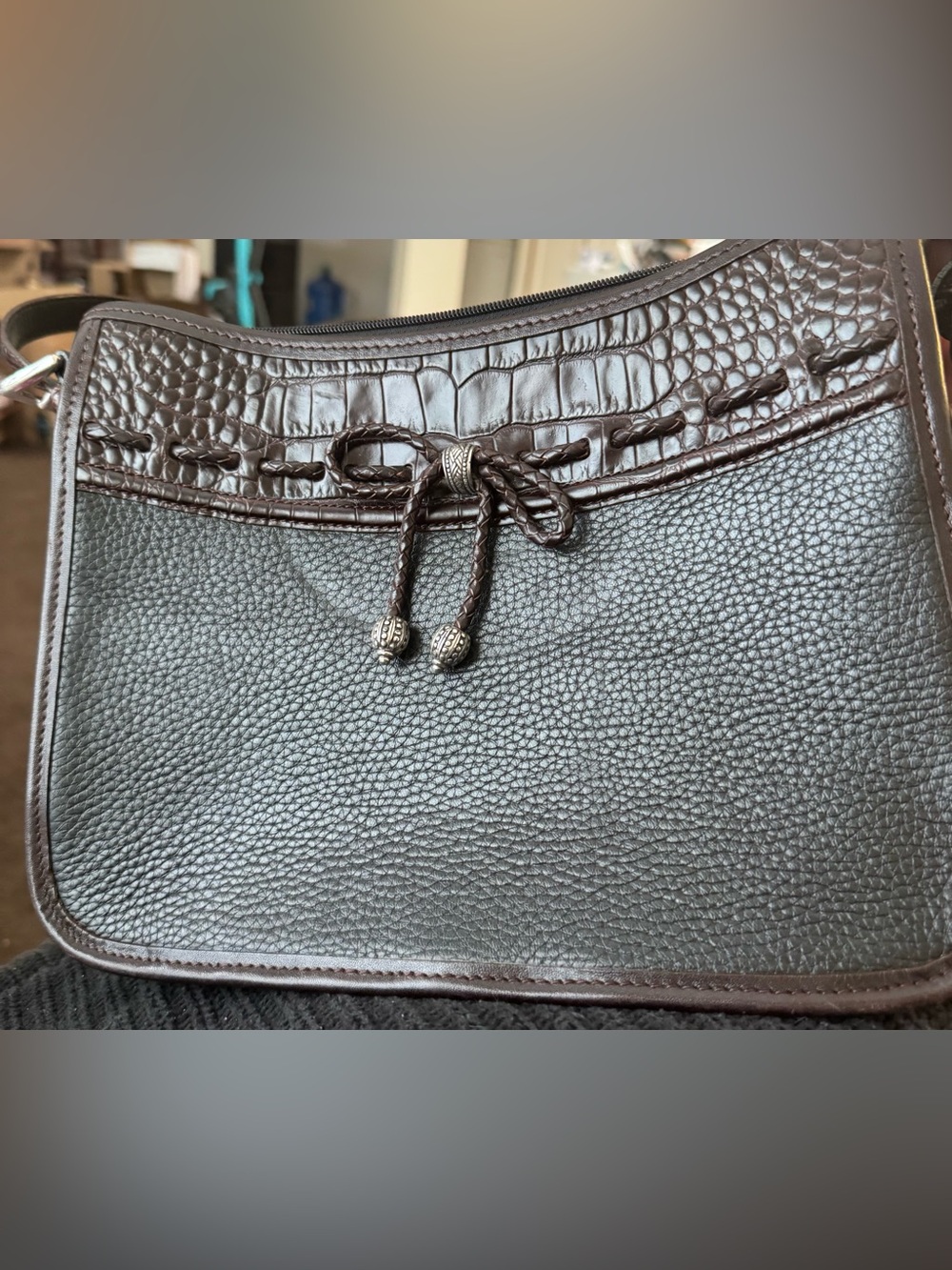Brighton Women Black Dark Brown Handbag